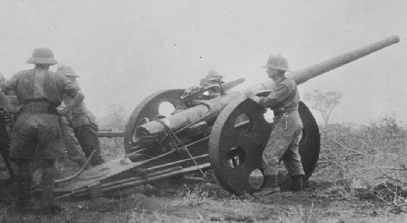 WW1 Soldiers in east Africa QF 12 pounder 18 cwt East Africa WWI wikicommons