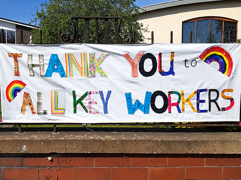 Sign saying 'Thank you to all key workers'
