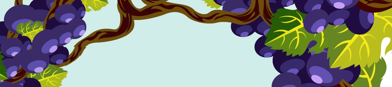 Graphic of a vine branch with purple grapes